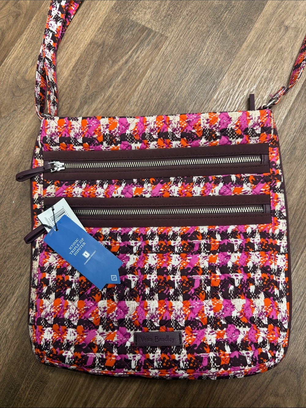 Vera Bradley Pink, Orange & Purple Quilted Crossbody Bag